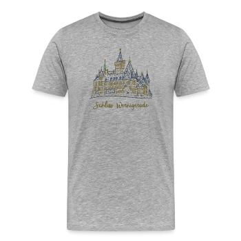 Schloss Wernigerode, Wahrzeichen, Deutschland - Männer Premium Bio T-Shirt - Grau meliert - Vorne - Damien (186cm)