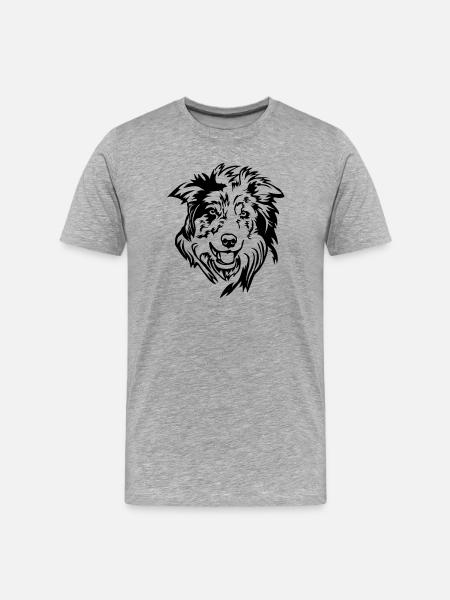 Border Collie Head - Men's Premium Organic T-Shirt - heather grey