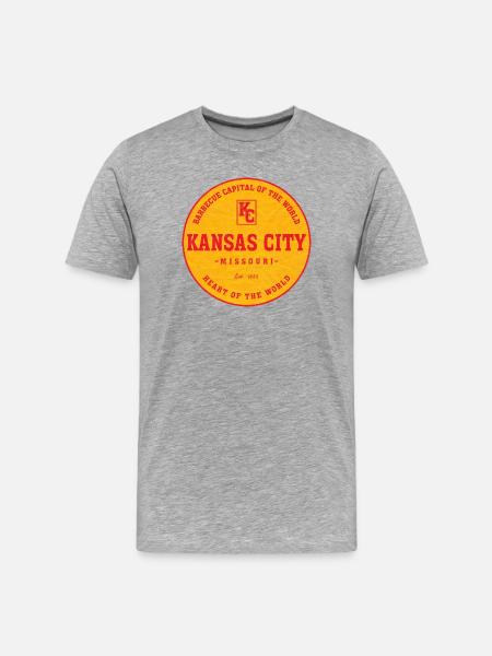 Kansas City BBQ Emblem Circle - Men's Premium Organic T-Shirt - heather grey