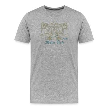 Mdina Gate, Malta - Men's Premium Organic T-Shirt - heather grey - Front - Damien (186cm)
