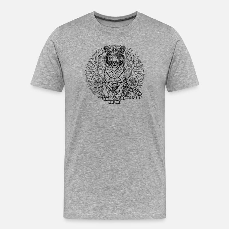 Tiger - Männer Premium Bio T-Shirt - Grau meliert