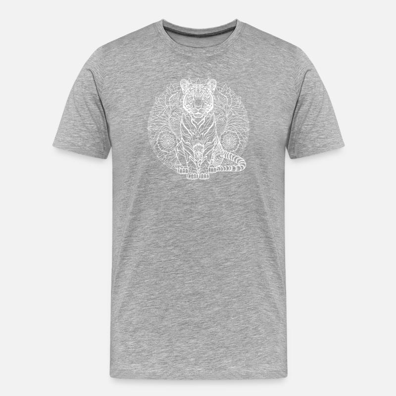 Tiger Mandala - Männer Premium Bio T-Shirt - Grau meliert