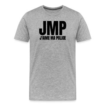 policier, je suis policier, j'aime ma police - T-shirt bio Premium Homme - gris chiné - Devant - Damien (186cm)