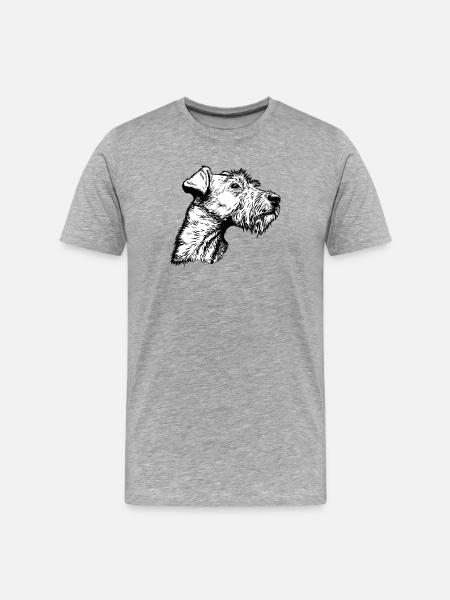 Irish Terrier Portrait - Männer Premium Bio T-Shirt - Grau meliert