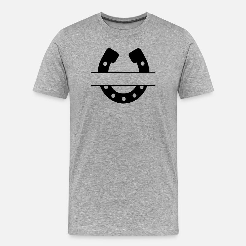 Hufeisen Bedeutung von Glück - Männer Premium Bio T-Shirt - Grau meliert