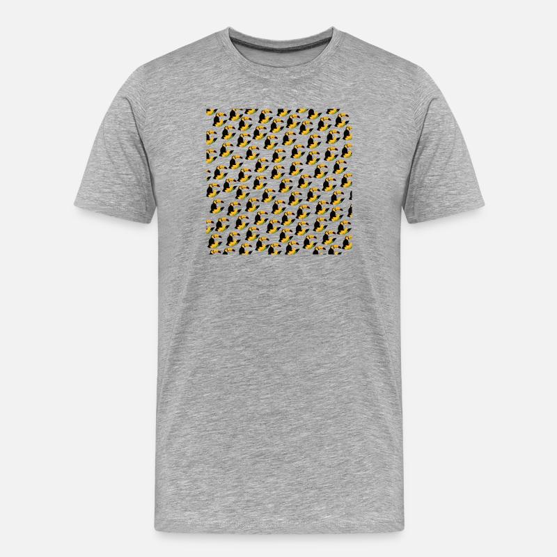 t-shirt mit sommermuster, tropenvogel muster - Männer Premium Bio T-Shirt - Grau meliert