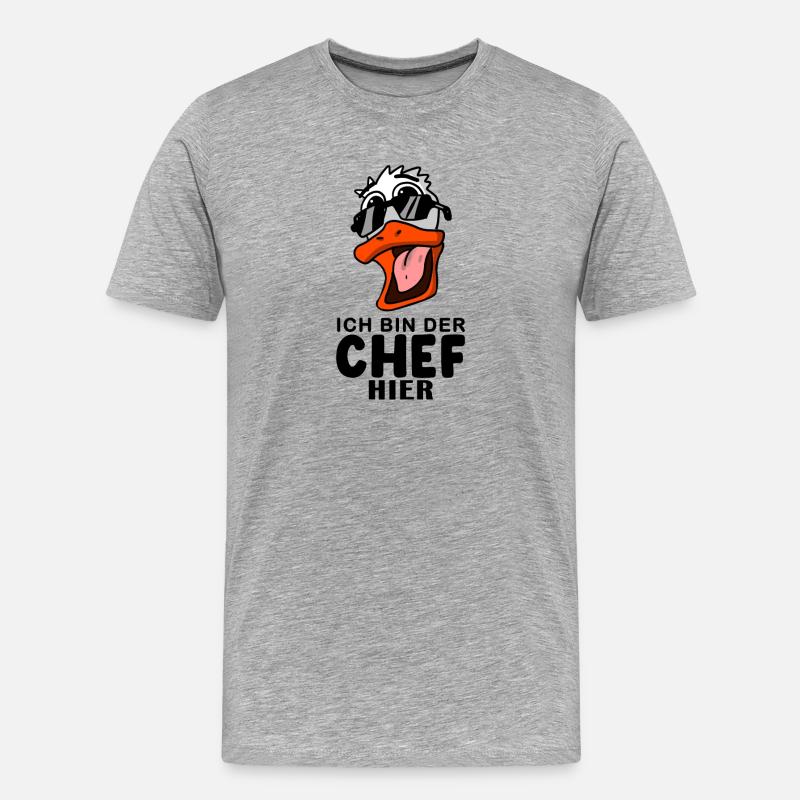 Cool Ente Chef Spruch - Männer Premium Bio T-Shirt - Grau meliert