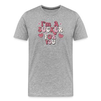Ich Bin Ein Trottel Für Dich Retro-valentines - Männer Premium Bio T-Shirt - Grau meliert - Vorne - Damien (186cm)