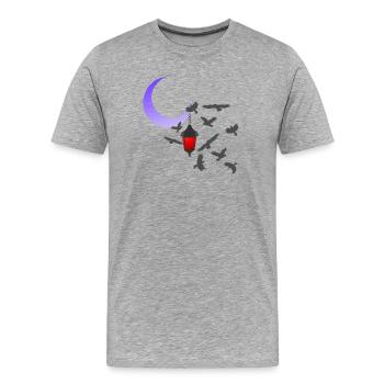 Laterne, Vogelschwarm, Mondsichel, verschenken - Männer Premium Bio T-Shirt - Grau meliert - Vorne - Damien (186cm)