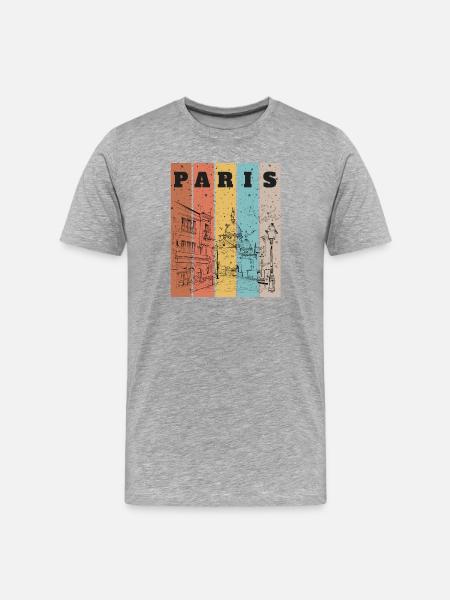 Paris Stripes Skyline Sketch - Men's Premium Organic T-Shirt - heather grey