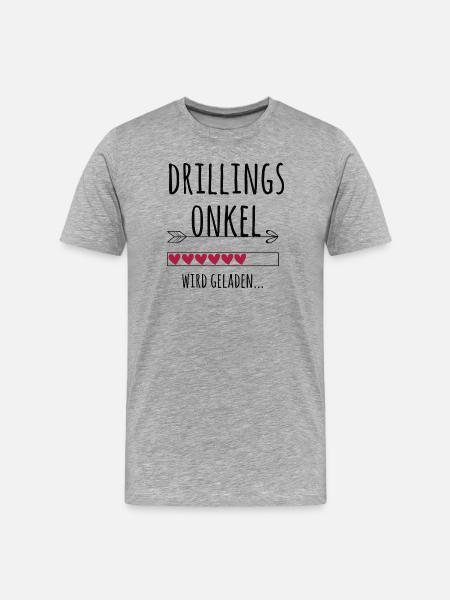 werdender Drillingsonkel Schwangerschaft Drillinge - Männer Premium Bio T-Shirt - Grau meliert