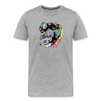 Astronaut im Weltall - Männer Premium Bio T-Shirt - Grau meliert - Vorne - Damien (186cm)