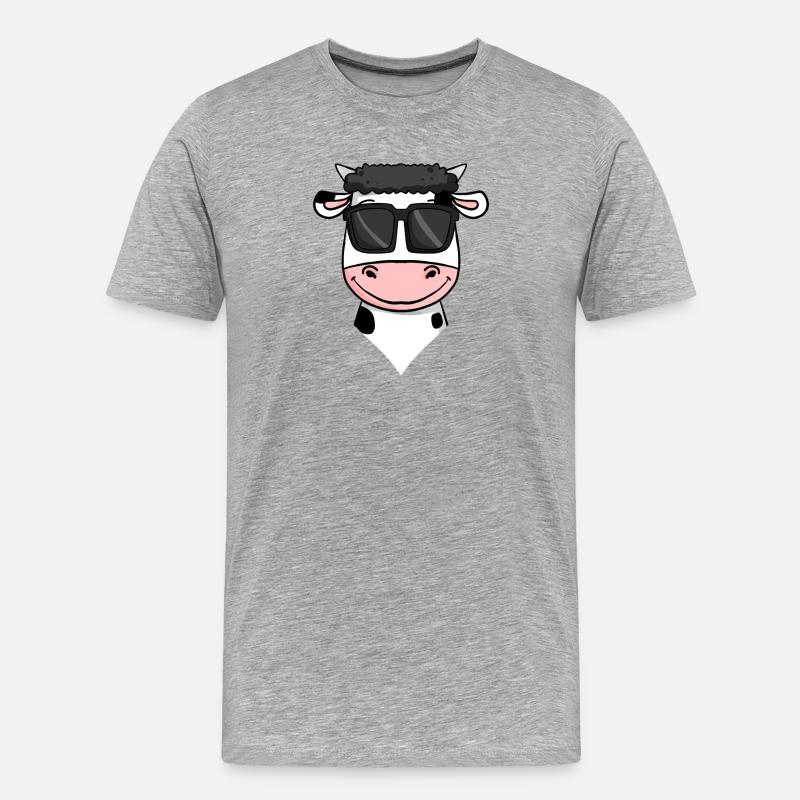 Kuh mit Sonnenbrille - Männer Premium Bio T-Shirt - Grau meliert