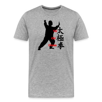 Chinesisches Zeichen und Text Taichi Chuan - Männer Premium Bio T-Shirt - Grau meliert - Vorne - Damien (186cm)