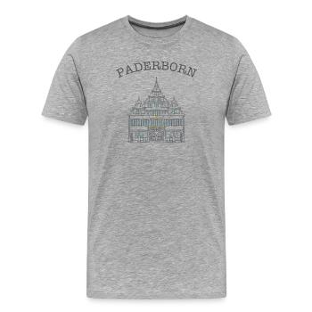 Paderborn, Hôtel de ville historique, Allemagne - T-shirt bio Premium Homme - gris chiné - Devant - Damien (186cm)