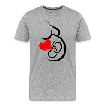 Bébé Ventre Coeur Bébé Grossesse Grossesse Maman - T-shirt bio Premium Homme - gris chiné - Devant - Damien (186cm)
