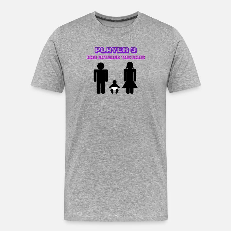 Schwanger Eltern Geburt Statement Familienglück - Männer Premium Bio T-Shirt - Grau meliert