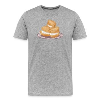 Illustration of three filled cream puffs - Men's Premium Organic T-Shirt - heather grey - Front - Damien (186cm)