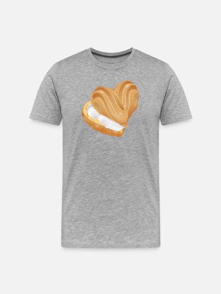 Mit Sahne gefülltes Windbeutel Herz - Männer Premium Bio T-Shirt - Grau meliert