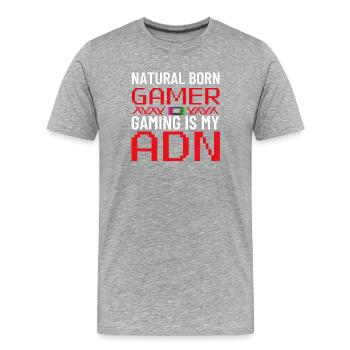 Natural Born Gamer: Gaming ist meine DNA - Männer Premium Bio T-Shirt - Grau meliert - Vorne - Damien (186cm)