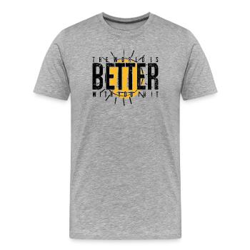 Emblème à triple boulon - T-shirt bio Premium Homme - gris chiné - Devant - Damien (186cm)