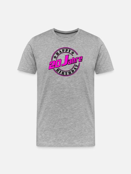 20 Jahre Neon Jubiläum - Männer Premium Bio T-Shirt - Grau meliert