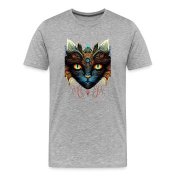 Kosmische Katze - Männer Premium Bio T-Shirt - Grau meliert - Vorne - Damien (186cm)