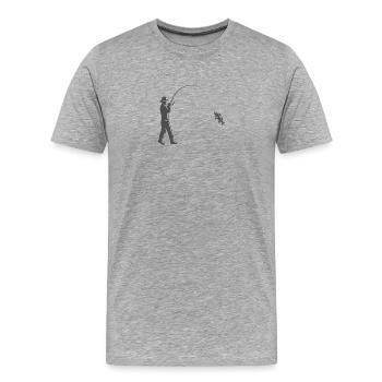 Zander Angler - Männer Premium Bio T-Shirt - Grau meliert - Vorne - Damien (186cm)