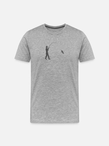 Zander Angler - Männer Premium Bio T-Shirt - Grau meliert