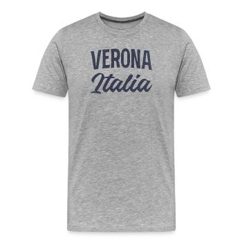 Verona Italia Typo Kontrast - Männer Premium Bio T-Shirt - Grau meliert - Vorne - Damien (186cm)