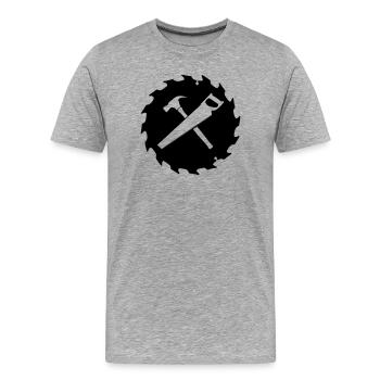 Charpentier à lame de scie coupée transparente - T-shirt bio Premium Homme - gris chiné - Devant - Damien (186cm)