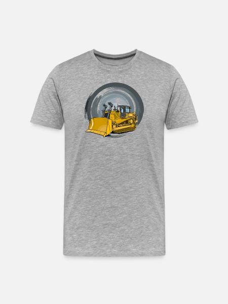 Bulldozer, Planierraupe, Kettenräumer - Männer Premium Bio T-Shirt - Grau meliert