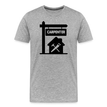 Transparentes Schild mit Textschreiner - Männer Premium Bio T-Shirt - Grau meliert - Vorne - Damien (186cm)