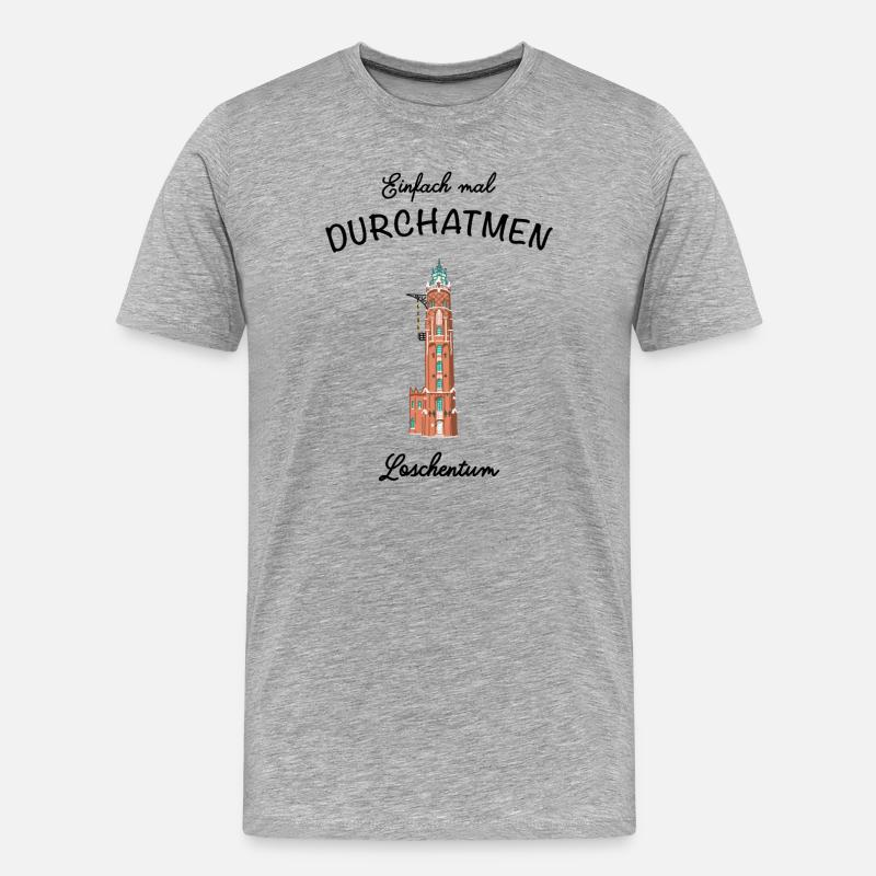 Bremerhaven, Leuchtturm Loschenturm - Männer Premium Bio T-Shirt - Grau meliert