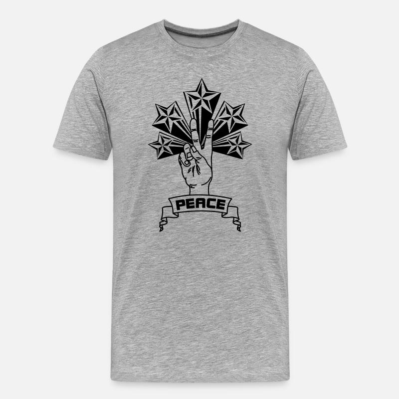 Frieden mit Sternen - Männer Premium Bio T-Shirt - Grau meliert