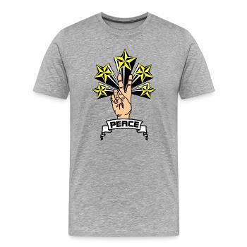 Paix 5 étoiles jaunes - T-shirt bio Premium Homme - gris chiné - Devant - Damien (186cm)