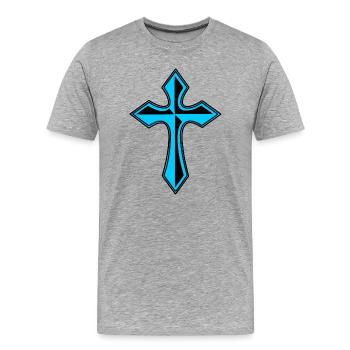 Blaues Kreuz - Männer Premium Bio T-Shirt - Grau meliert - Vorne - Damien (186cm)