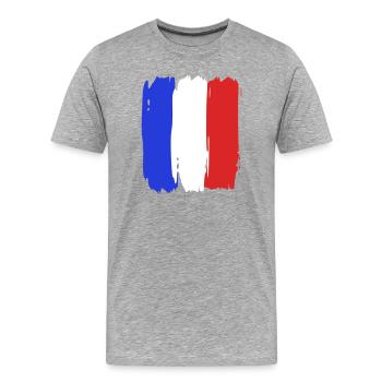 Drapeau France Tricolore - T-shirt bio Premium Homme - gris chiné - Devant - Damien (186cm)