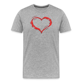 Herz - Männer Premium Bio T-Shirt - Grau meliert - Vorne - Damien (186cm)