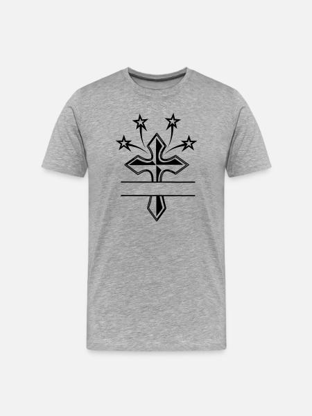 transparent shadow cross 4 stars - Men's Premium Organic T-Shirt - heather grey