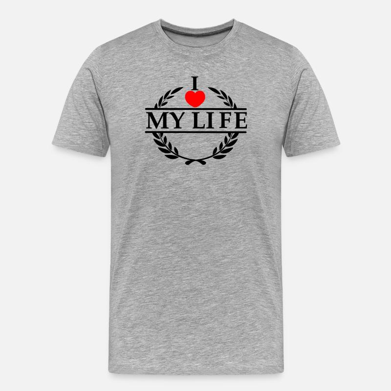 Liebe dich Herz 020 - Männer Premium Bio T-Shirt - Grau meliert