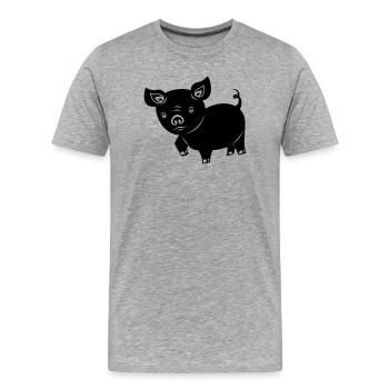 Schwein Ferkel Logo Schattenbild - Männer Premium Bio T-Shirt - Grau meliert - Vorne - Damien (186cm)