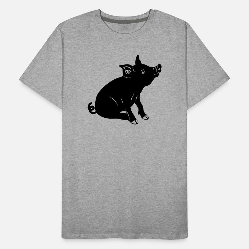 Logo de Pig sitting Image d’ombre T-shirt bio Premium Homme
