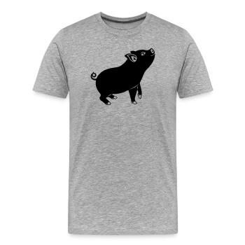 Schweineemblem Schattenbild - Männer Premium Bio T-Shirt - Grau meliert - Vorne - Damien (186cm)