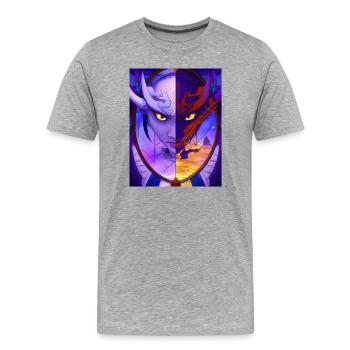 Samurai Dragon Blick in den Spiegel Mirror Image - Männer Premium Bio T-Shirt - Grau meliert - Vorne - Damien (186cm)