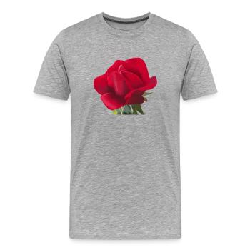 Rose rouge - Aquarelle - T-shirt bio Premium Homme - gris chiné - Devant - Damien (186cm)