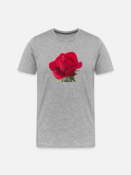 Rose rouge - Aquarelle - T-shirt bio Premium Homme - gris chiné