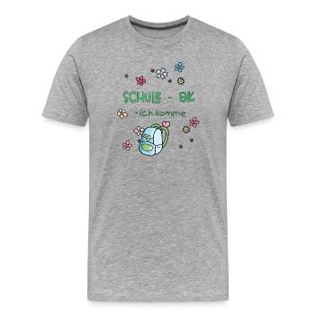 Schule, Einschulung - Männer Premium Bio T-Shirt - Grau meliert - Vorne - Damien (186cm)