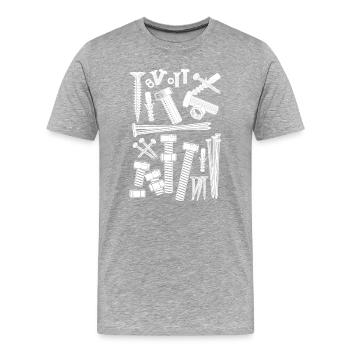 Ouvrier de la construction de vis, clous et boulons - T-shirt bio Premium Homme - gris chiné - Devant - Damien (186cm)