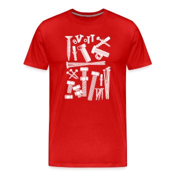 Bauarbeiter von Schrauben, Nägeln und Bolzen - Männer Premium Bio T-Shirt - Rot - Vorne - Damien (186cm)